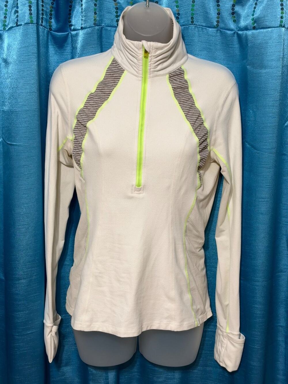 Lululemon Run Dash Pullover Half Zip Running Jacket Sz 8 Thumbholes Ivory